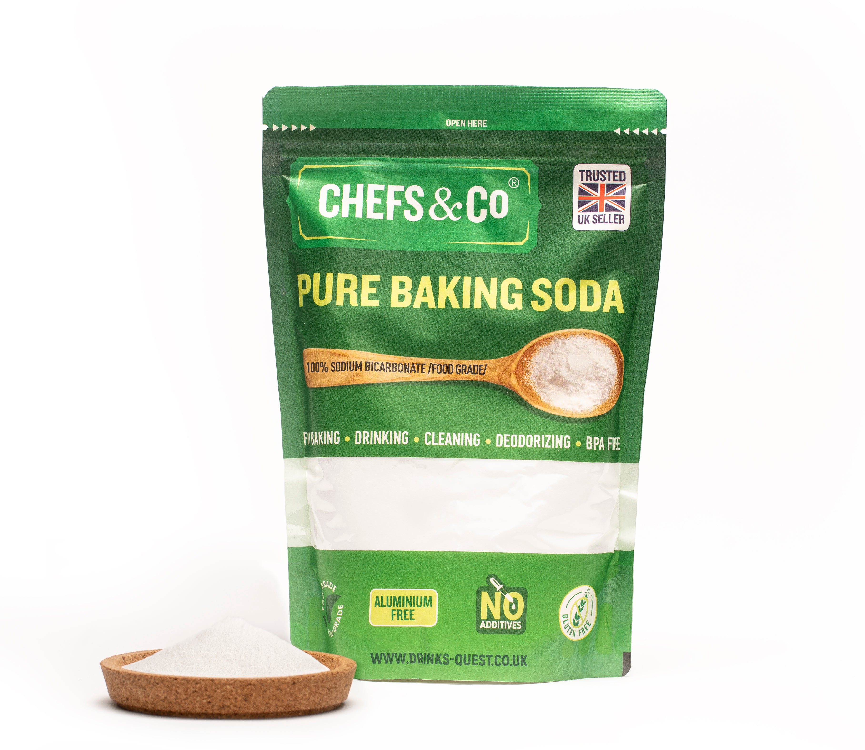 CHEFS & CO Pure Baking Soda - 100% Sodium Bicarbonate, Food Grade, 1 kg