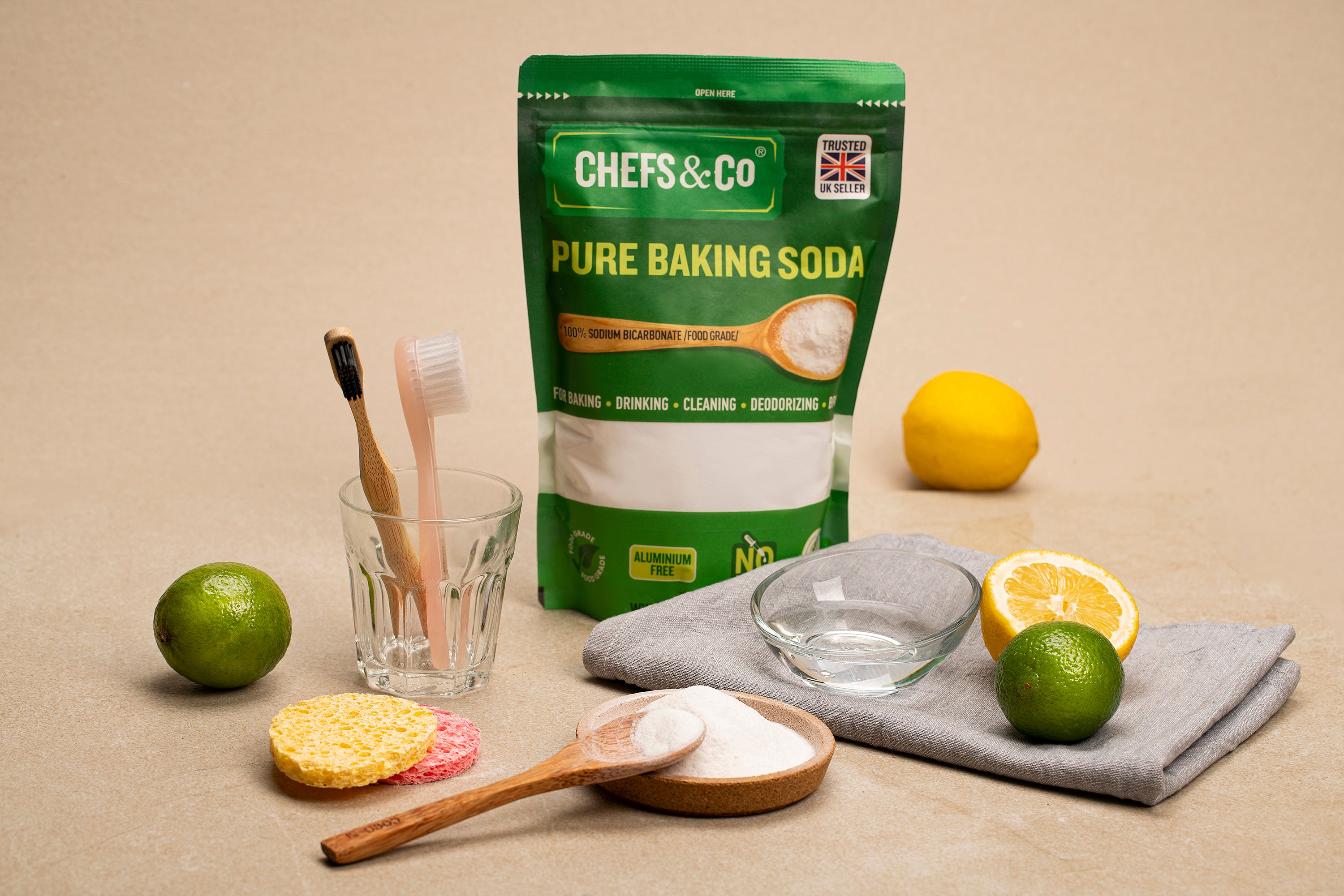 CHEFS & CO Pure Baking Soda - 100% Sodium Bicarbonate, Food Grade, 1 kg