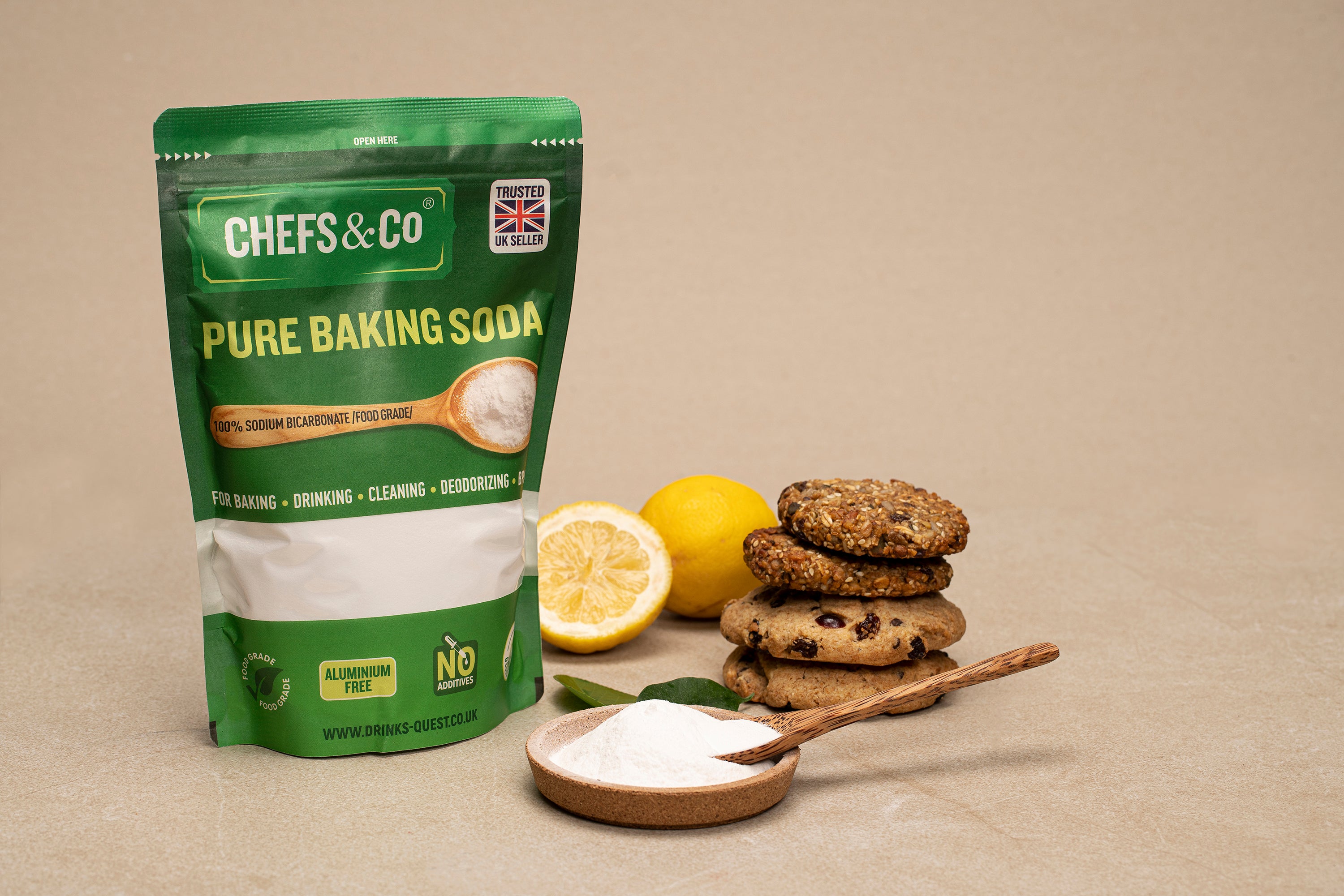CHEFS & CO Pure Baking Soda - 100% Sodium Bicarbonate, Food Grade, 1 kg