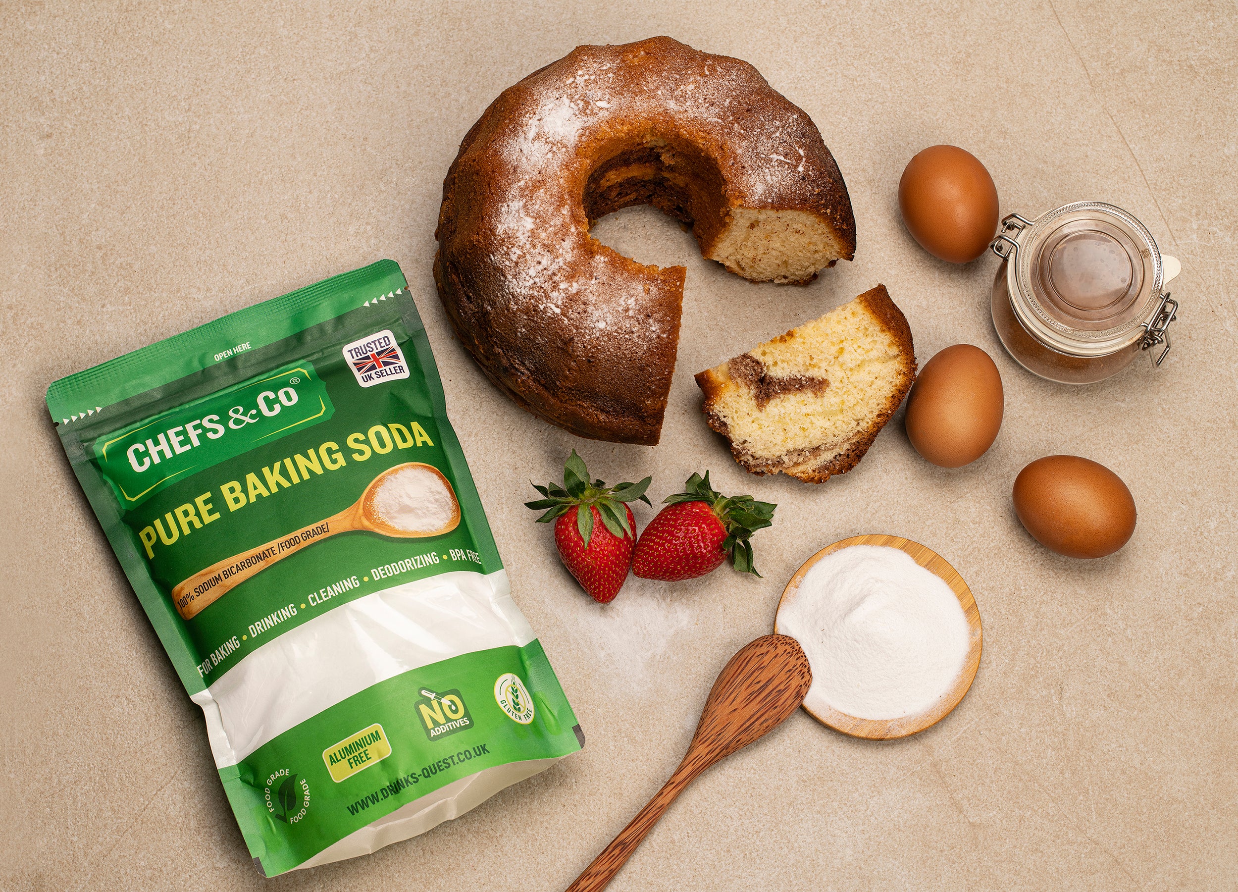 CHEFS & CO Pure Baking Soda - 100% Sodium Bicarbonate, Food Grade, 1 kg