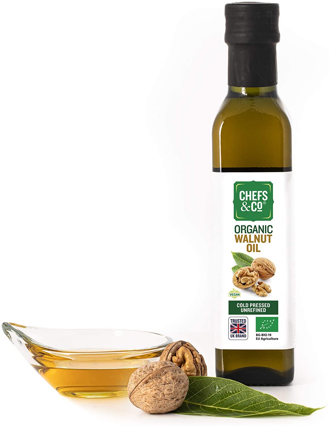 CHEFS & CO Organic Cold-Pressed Walnut Oil - Unrefined, 250 ml