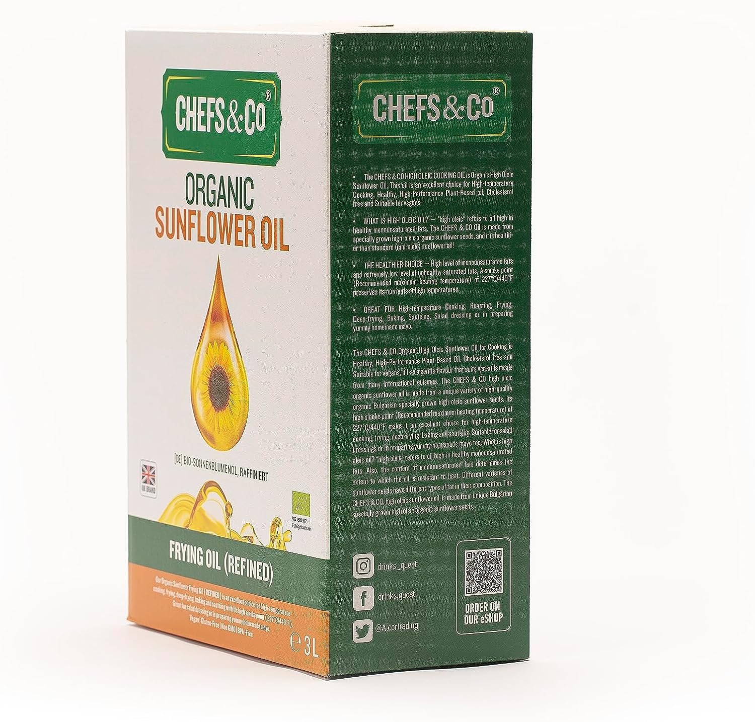 CHEFS & CO Organic Sunflower Frying Oil - Refined