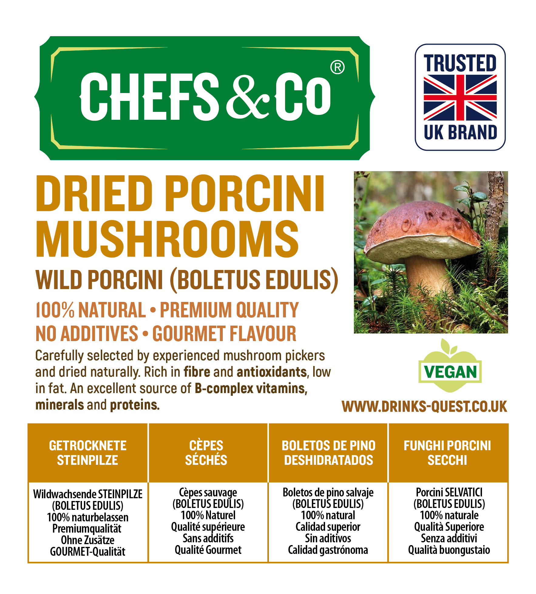 CHEFS & CO Dried Porcini Mushrooms