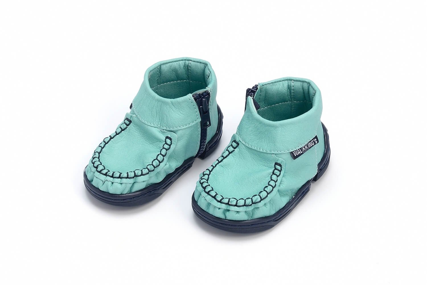 Walkking's Unisex Babies' Zip Around Walking Baby Shoes Turquoise (Azulinho)