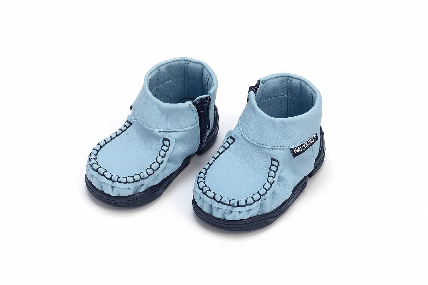 Walkking's Unisex Babies' Zip Around Walking Baby Shoes Light Up Blue